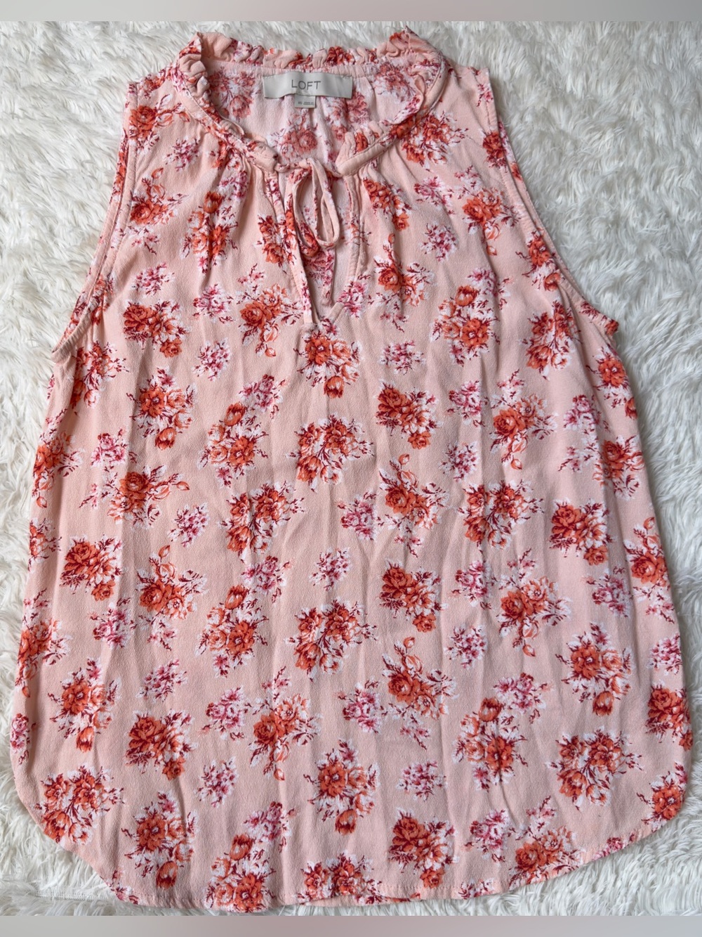 LOFT Pink Floral Tie-Neck Sleeveless Camisole